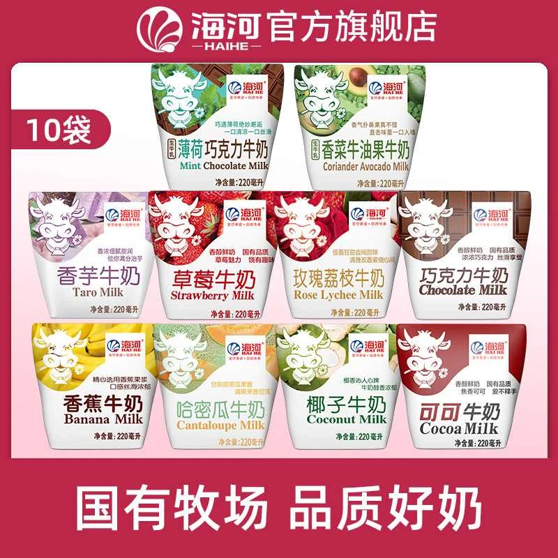 海河牛奶220m*10袋新品薄荷巧克力牛奶甜香蕉牛奶营养学生早餐奶