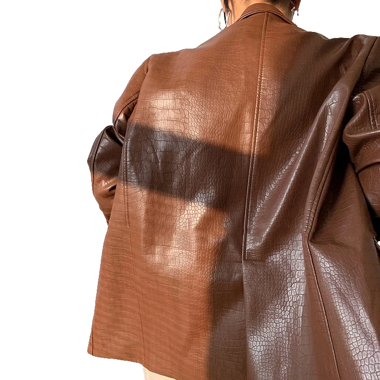 2025秋季新款港风西装皮衣高级感复古中长款宽松机车服夹克外套女