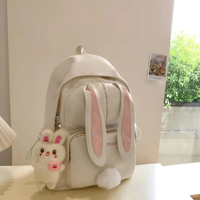 高颜值兔耳朵卡通双肩包少女小学生书包中学生森系百搭轻便背包