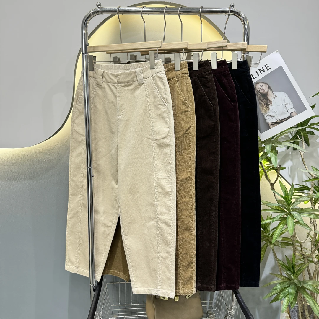 【梦恋缘】秋冬上新灯芯绒时尚百搭弹力镰刀休闲裤 82479