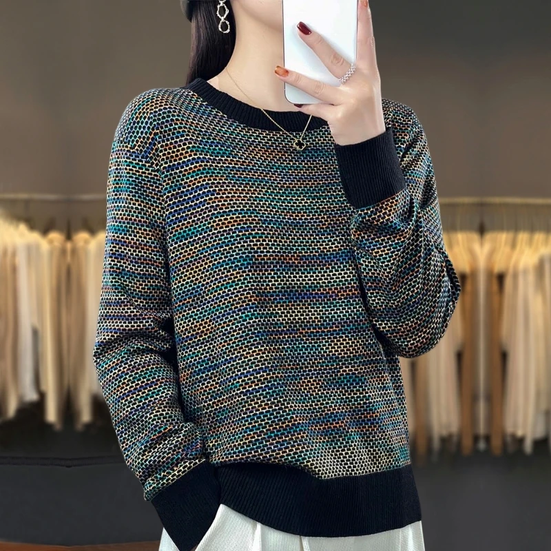 大码针织衫女士春秋时尚减龄洋气上衣宽松显瘦内搭秋冬毛衣打底衫