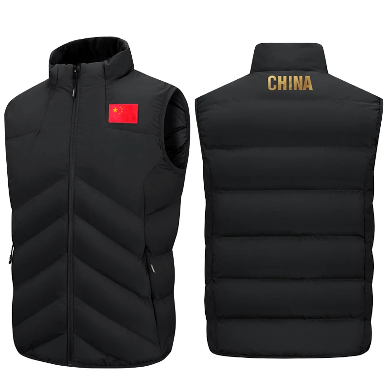 冬季中国队运动马甲体育生训练坎肩国旗款保暖背心男立领无袖外套