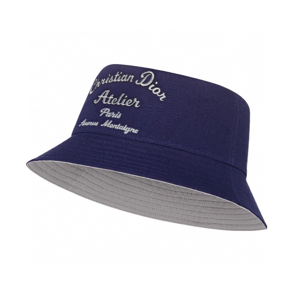 全新未使用 DIOR/迪奥 迪奥 男士蓝色百搭字母logo刺绣渔夫帽帽子