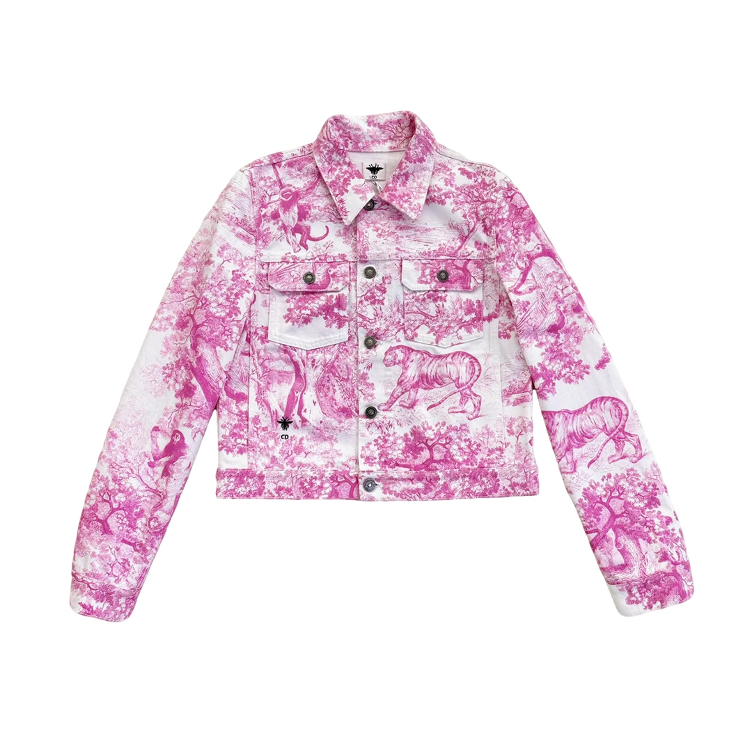 全新未使用 DIOR/迪奥 迪奥 女士蓝色橙色粉色动物园系列牛仔外套