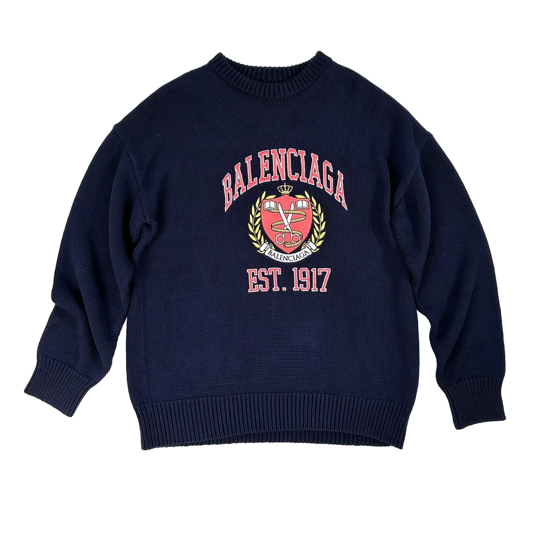 全新未使用 Balenciaga/巴黎世家 巴黎世家 男士黑学院风剪刀毛衣