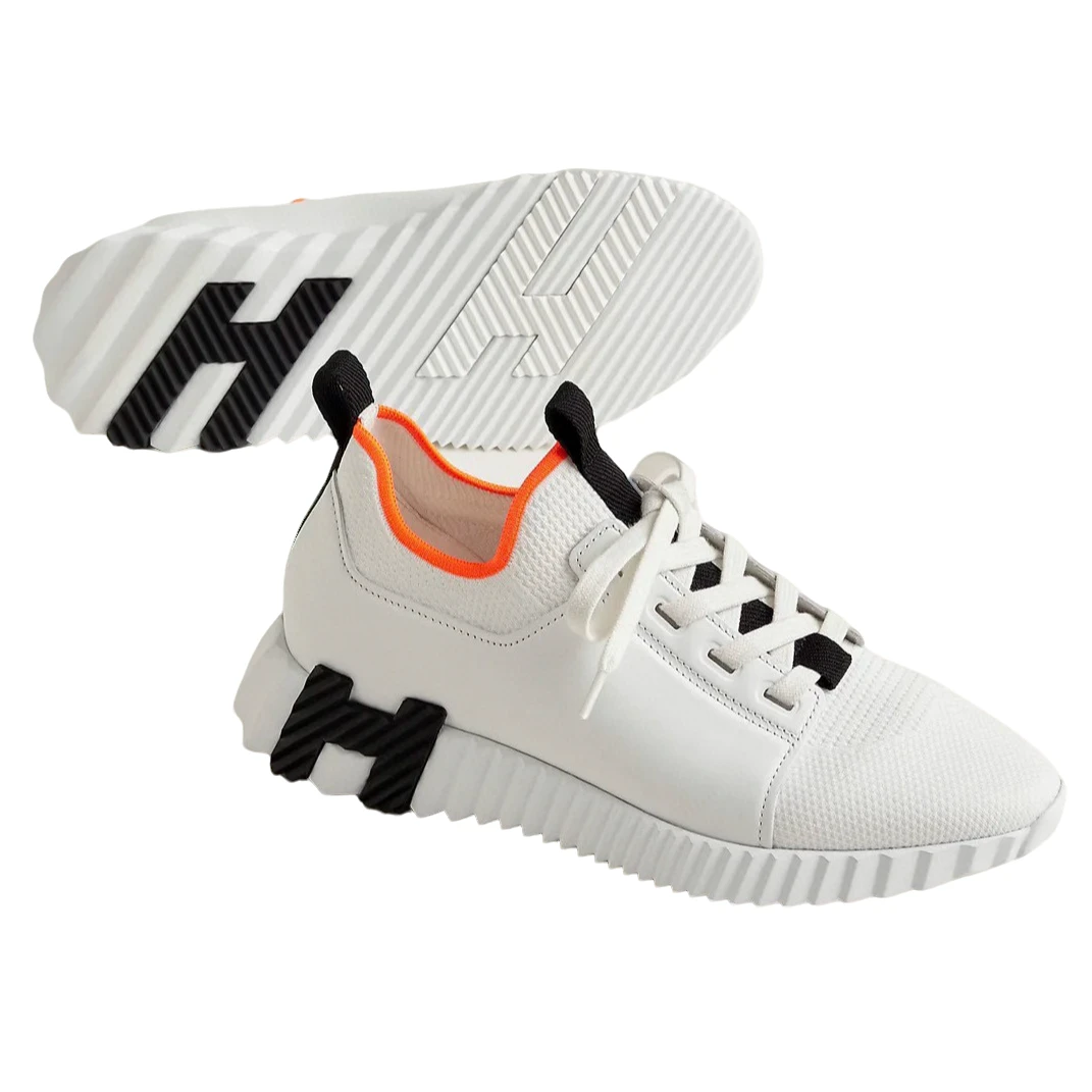 未使用 Hermes/爱马仕 爱马仕 男士白色拼黑色H标百搭运动鞋