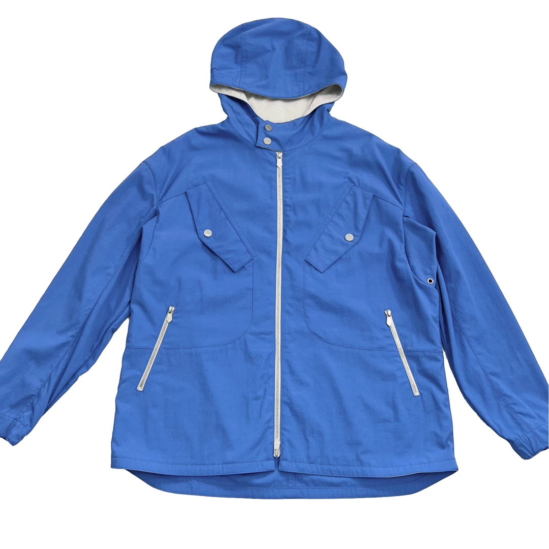 全新未使用 Hermes/爱马仕 爱马仕 男士蓝色双色设计户外连帽外套