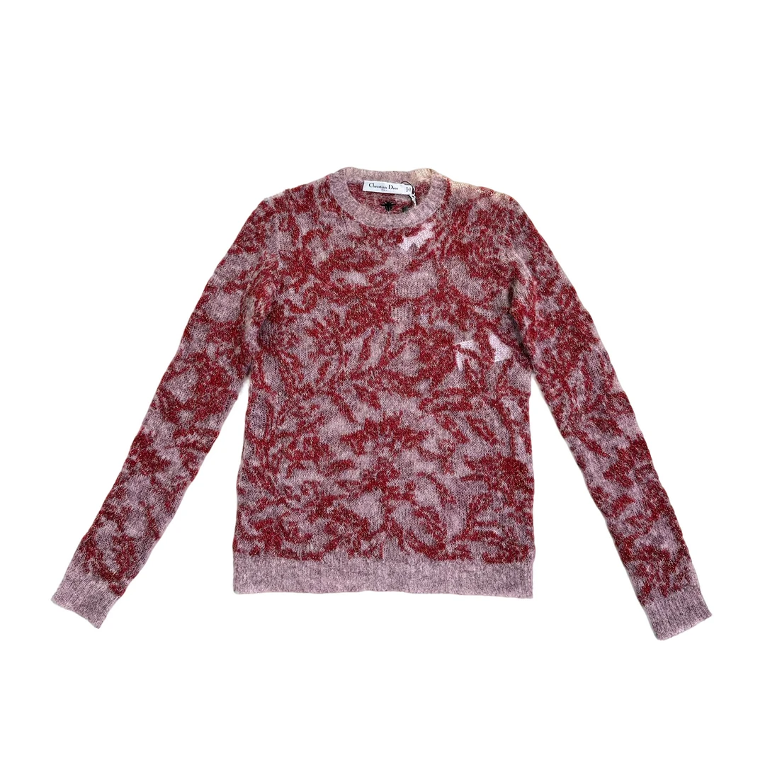 全新未使用 DIOR/迪奥 迪奥 女士红色秋冬镂空晕染针织长袖毛衣