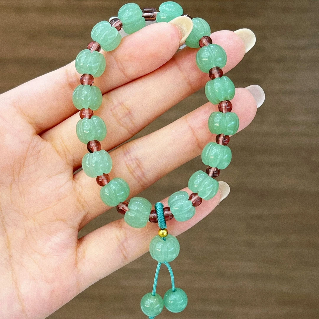 东陵玉南瓜手串时尚绿色百搭清爽清新单圈玉手串