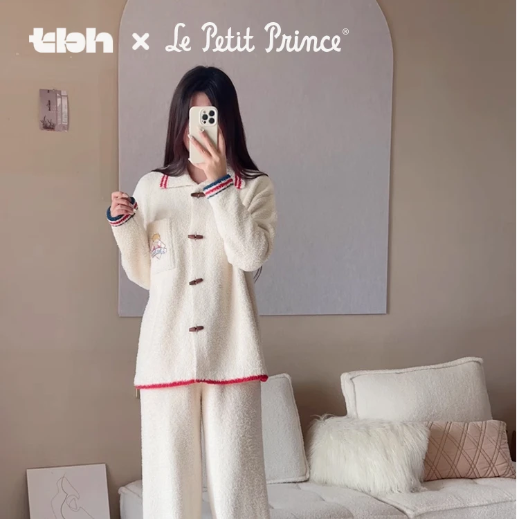 tbh野兽派家居小王子梦想家半边绒家居服套装可外穿冬季情侣睡衣