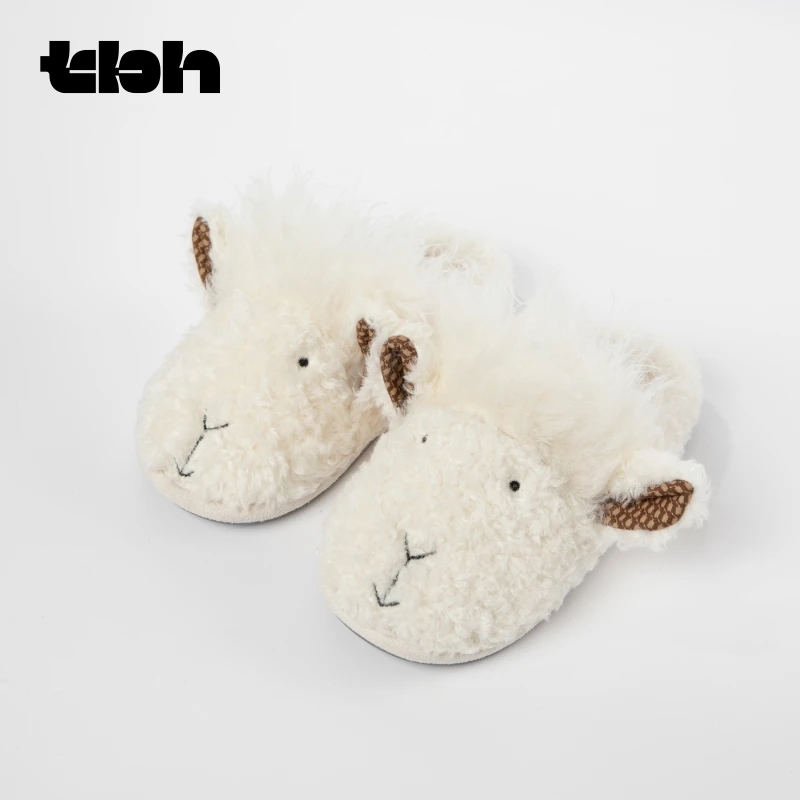 tbh野兽派家居人造羊毛羊崽拖鞋冬季室内家用鞋可外穿情侣鞋子dr