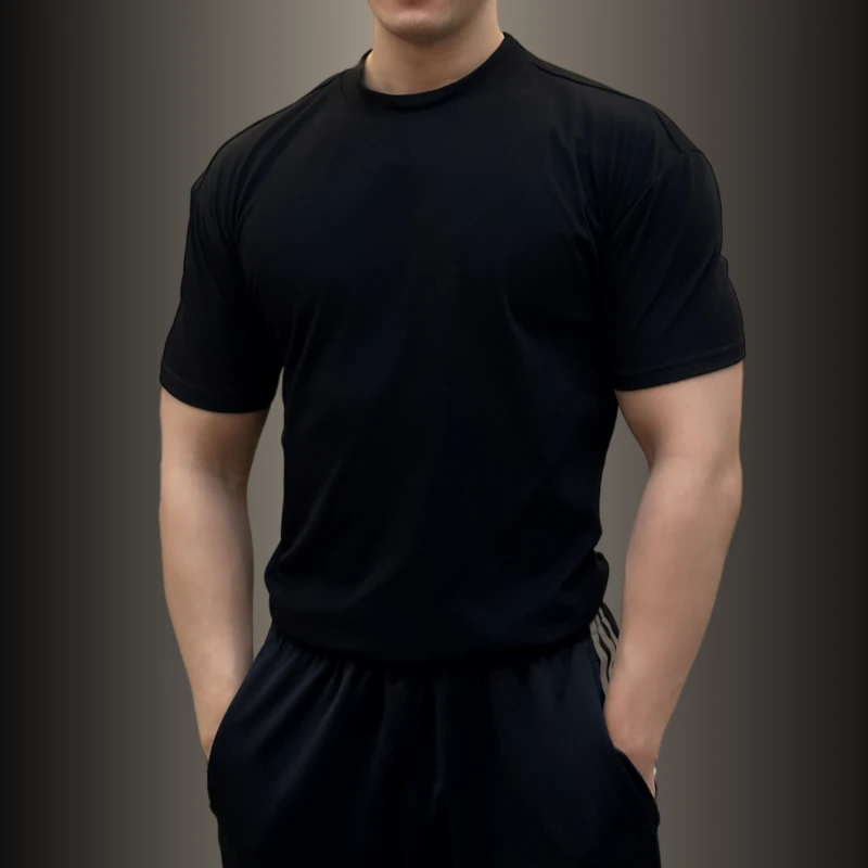 垫肩收袖口【300g索罗娜】重磅立挺修身健身短袖透气速干圆领纯色