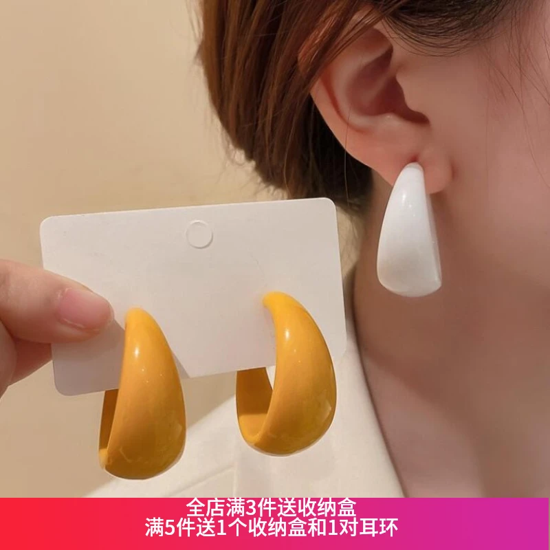 非金属亚克力耳饰 时尚港风C圈圈耳圈气质百搭耳圈秋冬个性耳环