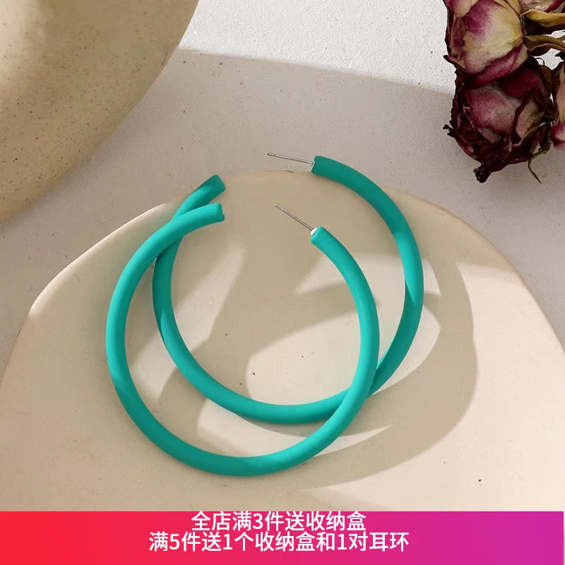 非金属亚克力耳饰 时尚港风气质夸张彩色大耳圈C圈圈耳环简约耳环