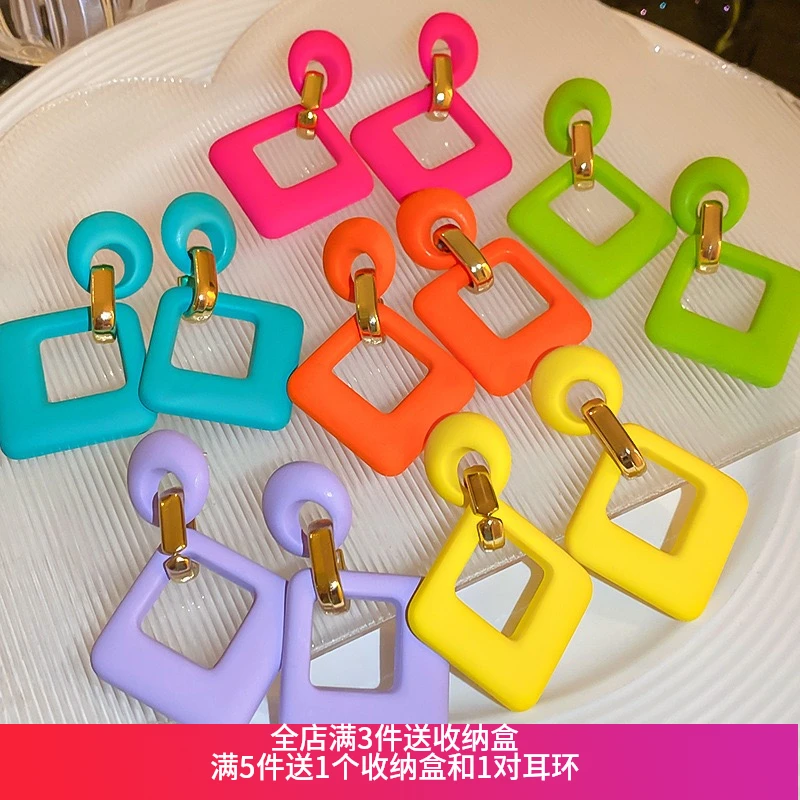 非金属亚克力耳饰 显白克莱茵蓝色百搭耳环144号【满3件送收纳盒