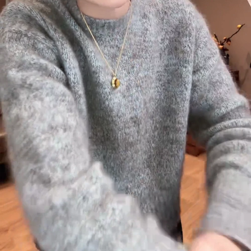 【Jason colors】冬季新款设计感简约长袖圆领套头毛衣女针织衫上衣