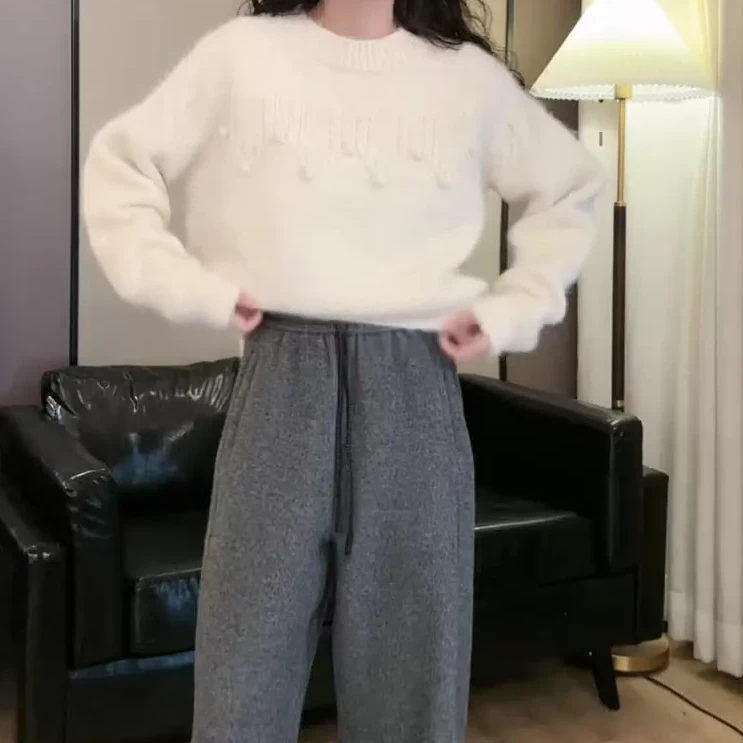 【Jason colors】秋冬圆领新款钩球圣诞毛衣长袖显瘦时尚