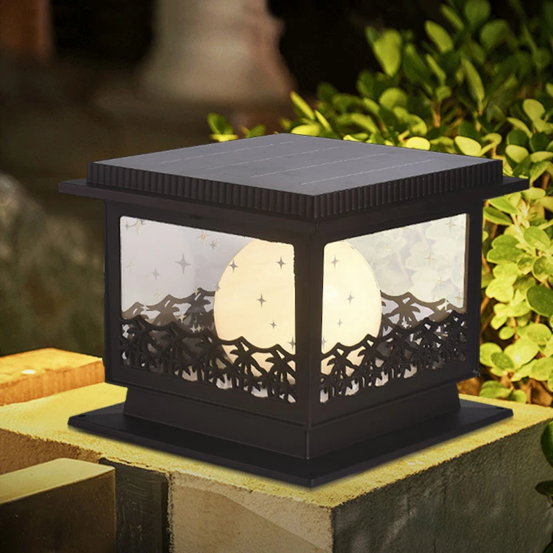 星辰大海太阳能柱头灯庭院中式户外别墅家用围墙防水室外门柱柱灯