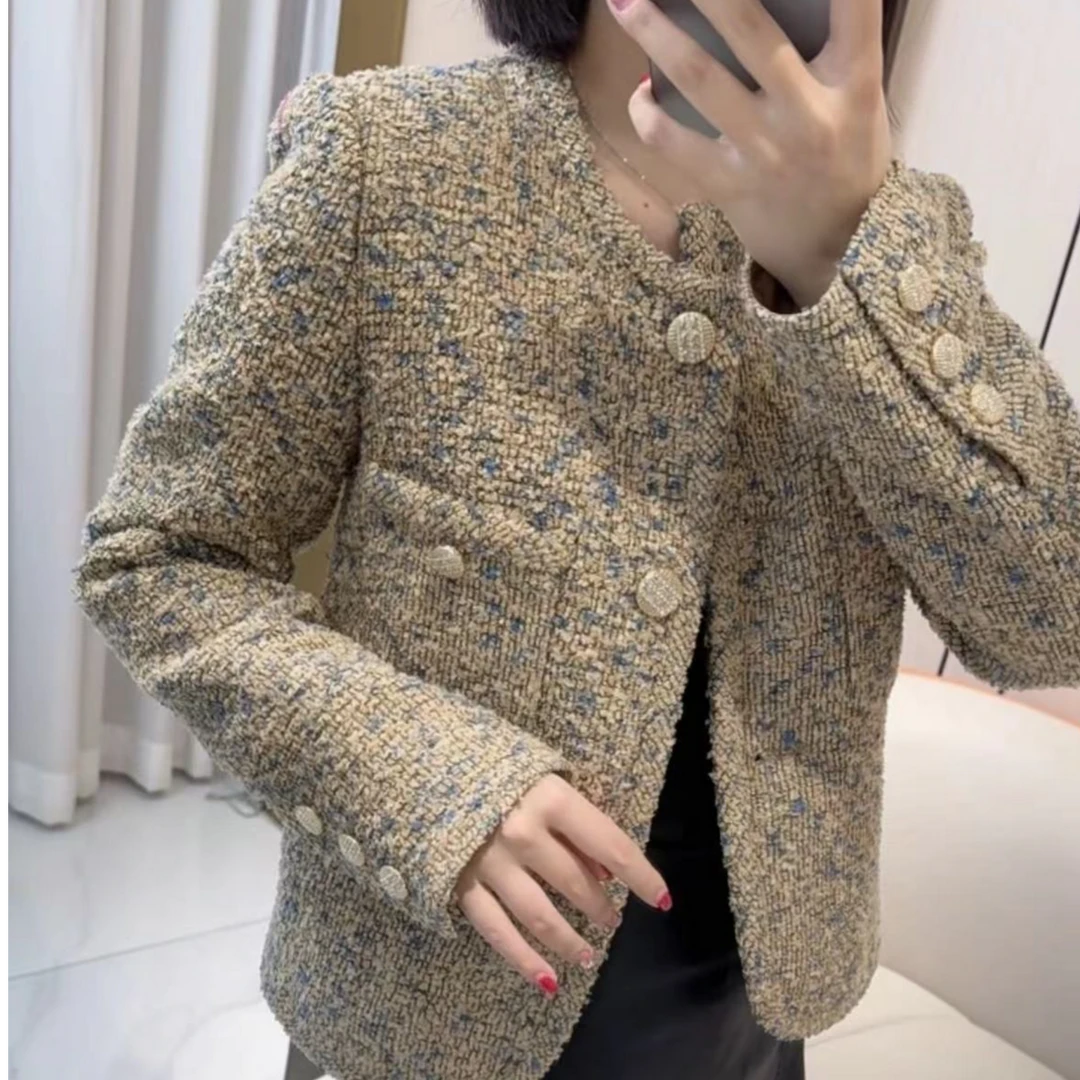 MSSY美舒尚衣，小香风气质短款短外套秋冬粗花呢女装60033