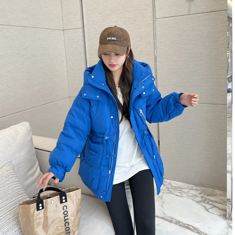 2024冬季新款羽绒服女韩版收腰中长保暖白鸭绒外套88-18