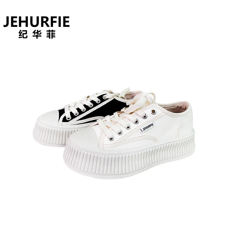 JEHURFIE/纪华菲春季新款时尚厚底中跟单鞋女士休闲饼干鞋AB22973