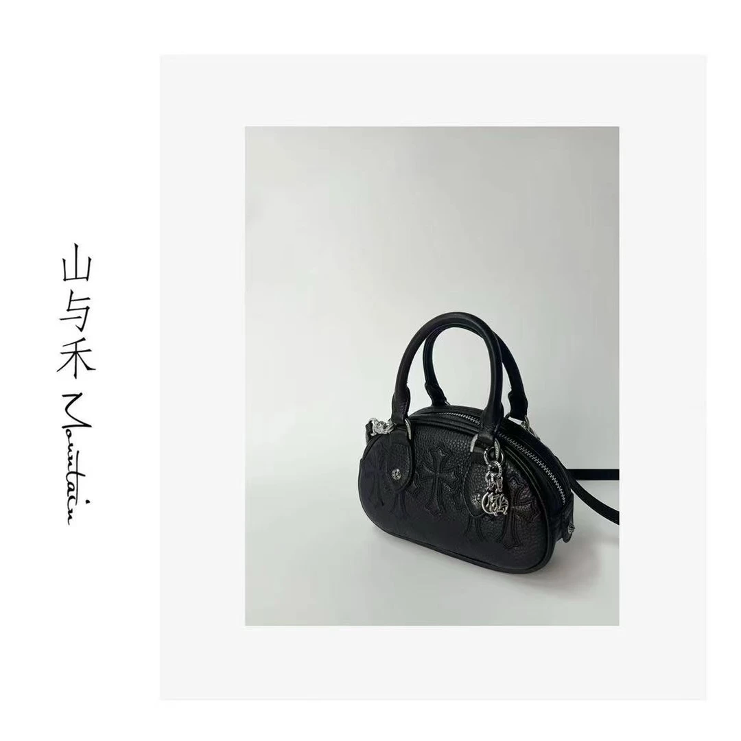 ke罗头层摔纹波士顿斜跨手提牛皮包包SH8012