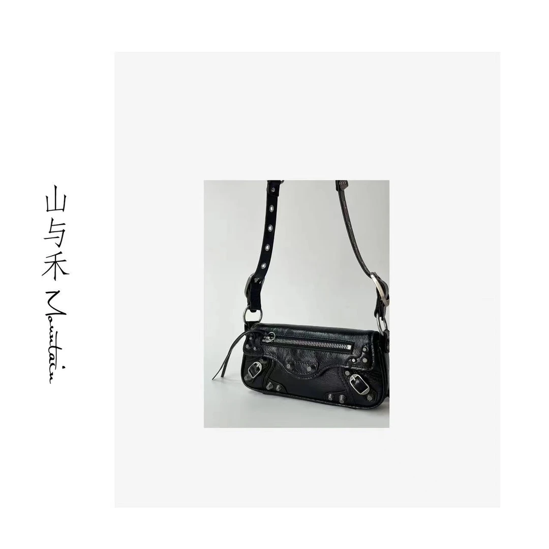 B新款邮差包单肩腋下包SH96109-1大号黑色