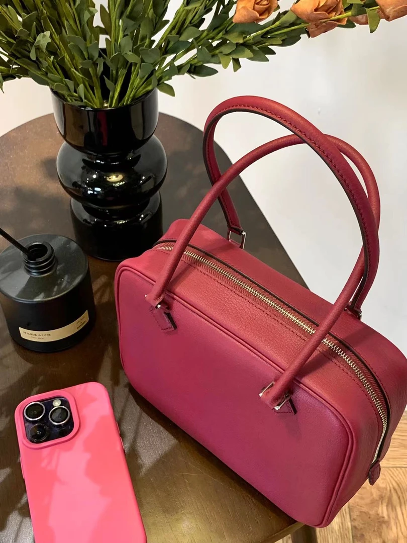 山与禾 「限定系列」羊皮小方包手提斜挎羽毛包女包