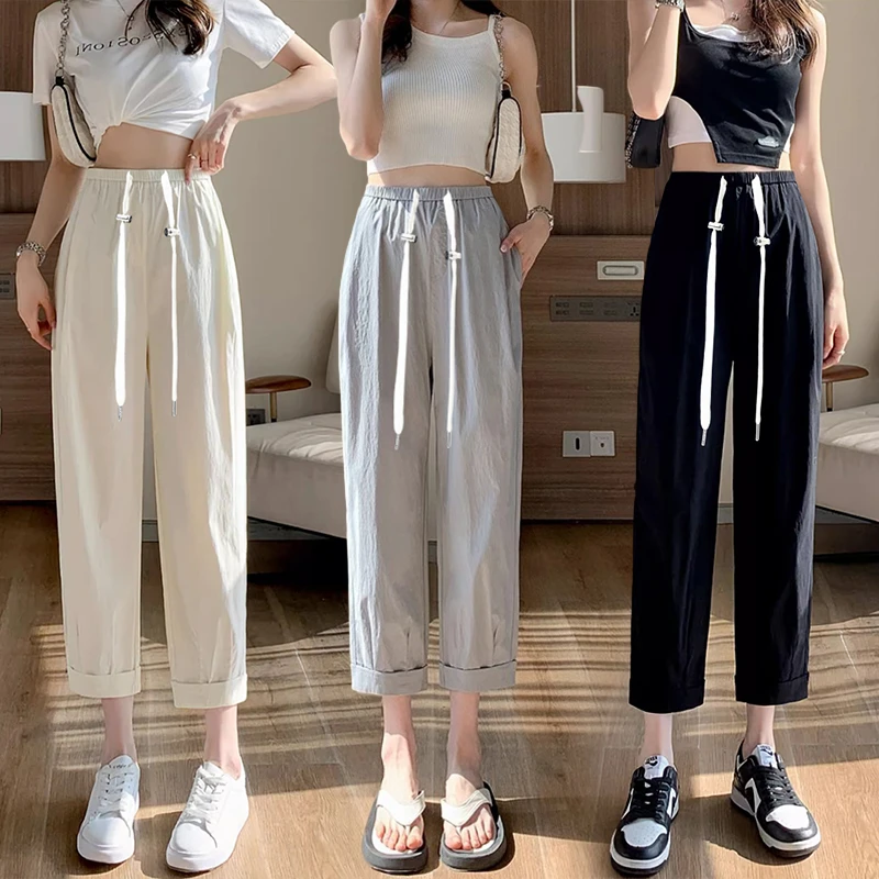 有口袋孕妇哈伦裤夏季外穿休闲宽松小个子九分裤高弹力阔腿裤薄款