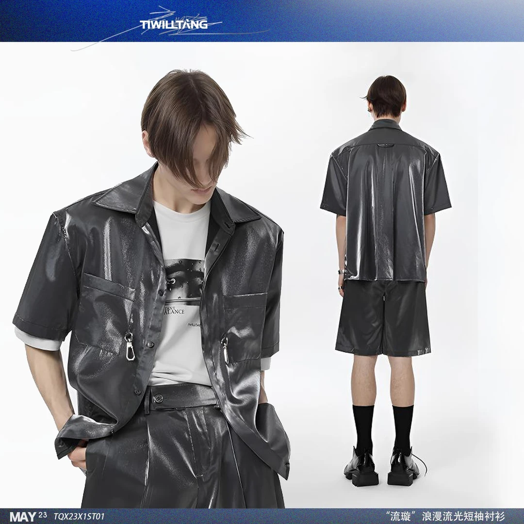 启世录TIWILLTANG“曦烬流光”明星同款新中式流光衬衫套装
