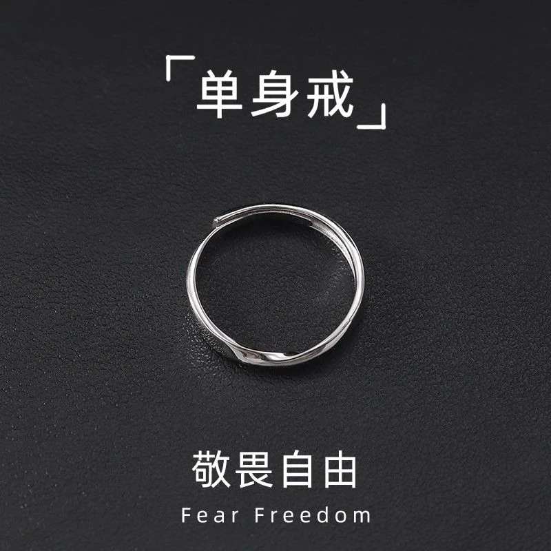 铜合金戒指 小众设计自律素圈莫比乌斯环单身男女指环简约可调节