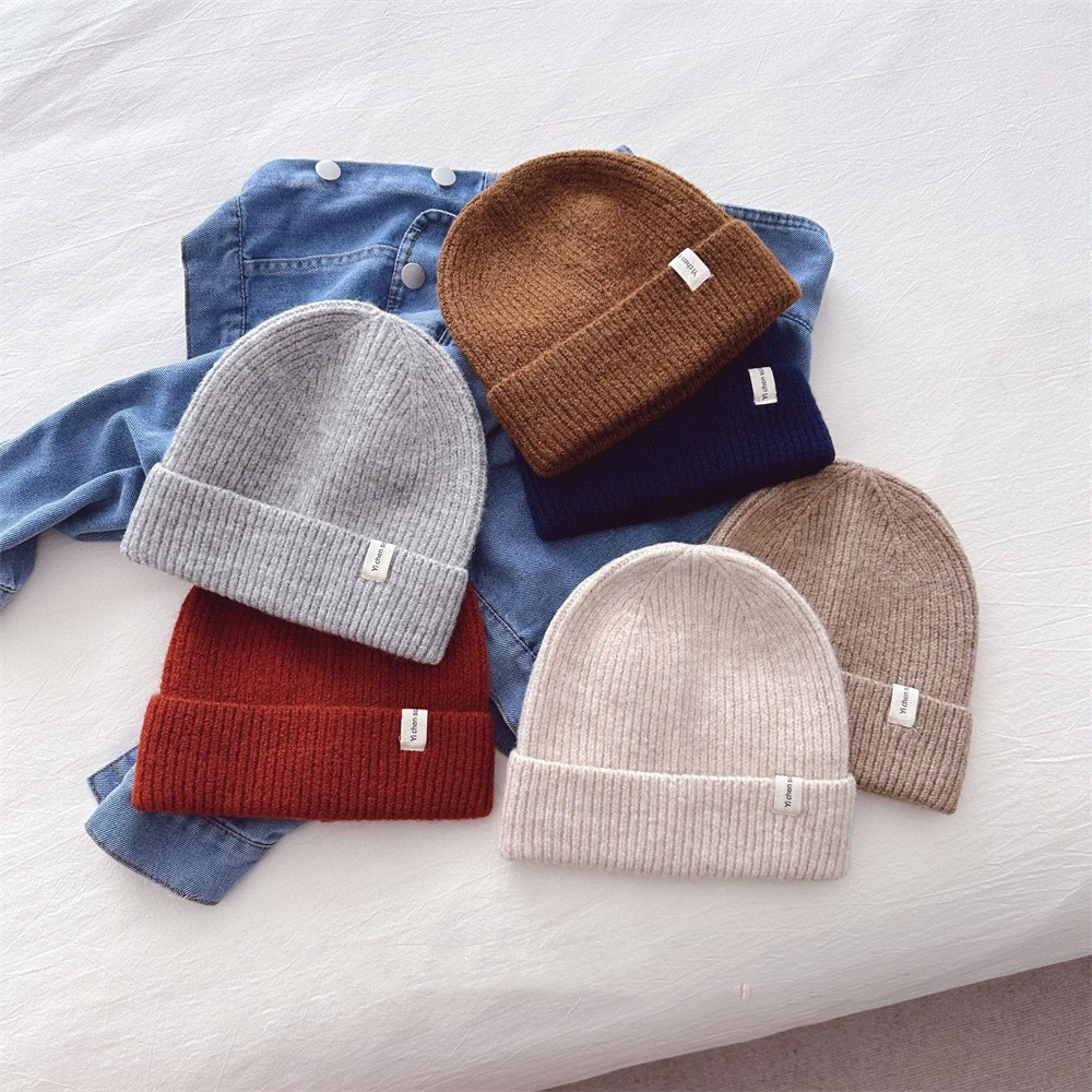 MZ4001时尚字母标帽子宝宝纯色针织帽