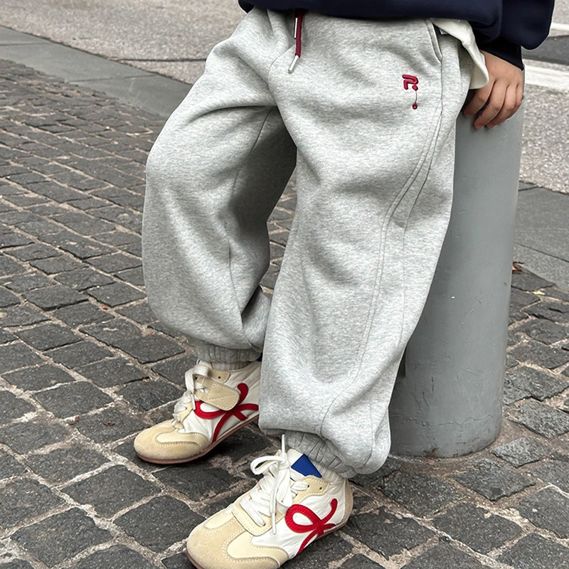 棉小班2024冬百搭加厚加绒运动裤中大童休闲束脚裤WD4032