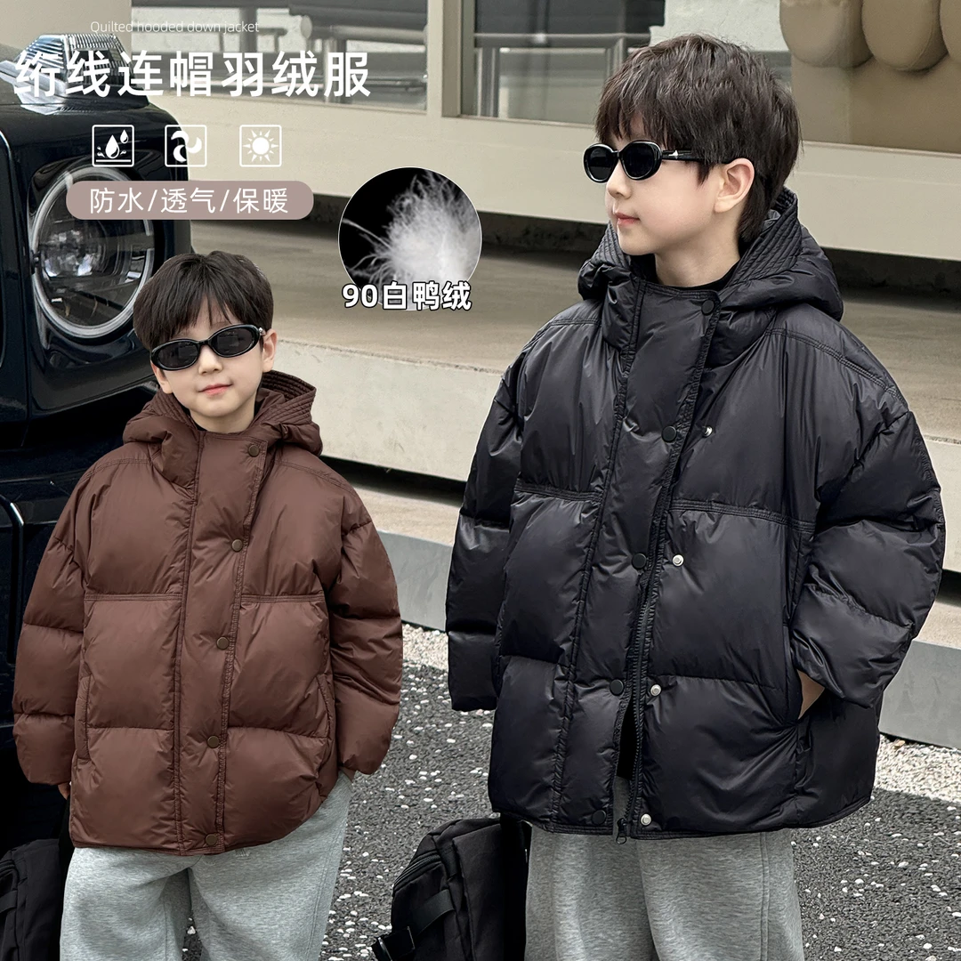 【特】儿童绗线连帽羽绒服蓬松保暖外套男童冬装上衣AD4008