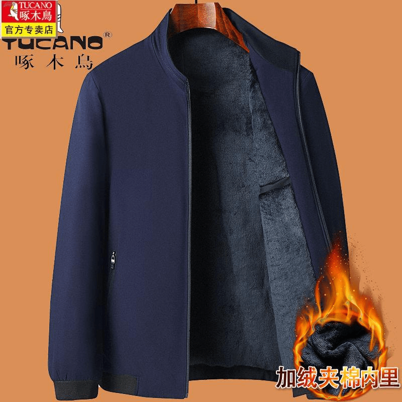 啄木鸟棉衣爸爸冬季外套40岁50中年60男加绒加厚夹克中老年人衣服