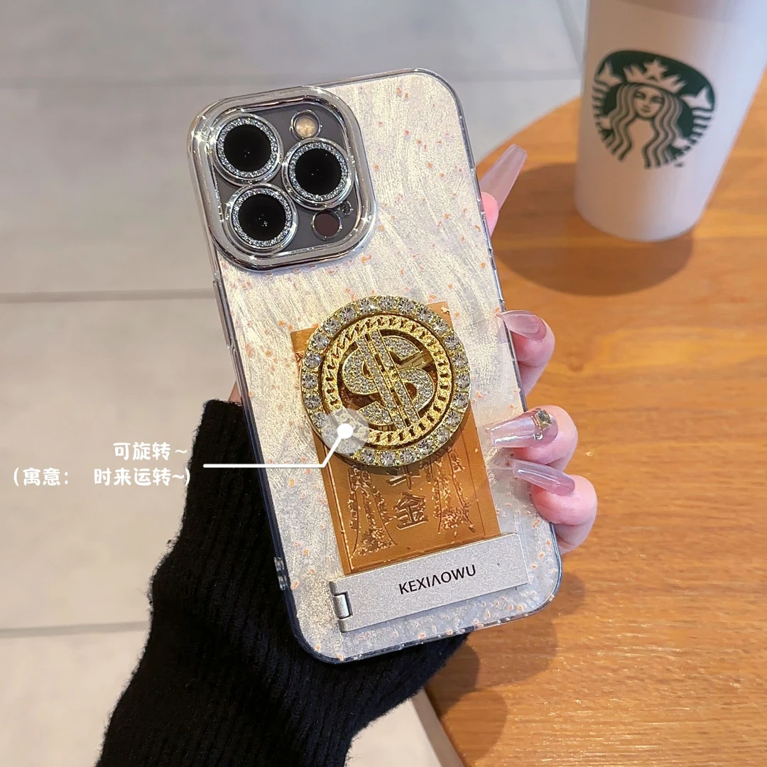 解压日进斗金适用苹果/华为荣耀/VIVO/OPPOiPhone16全包羽纱壳女