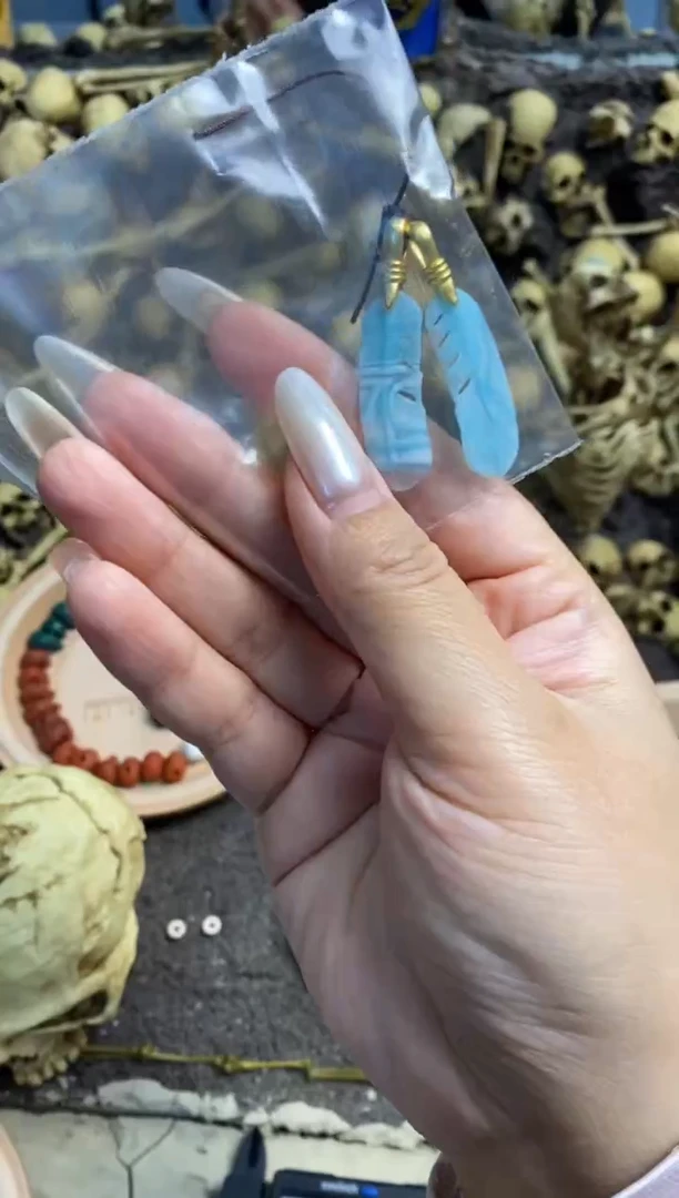 【闪购商品】玛瑙/玉髓颈饰未镶嵌中蓝66一对