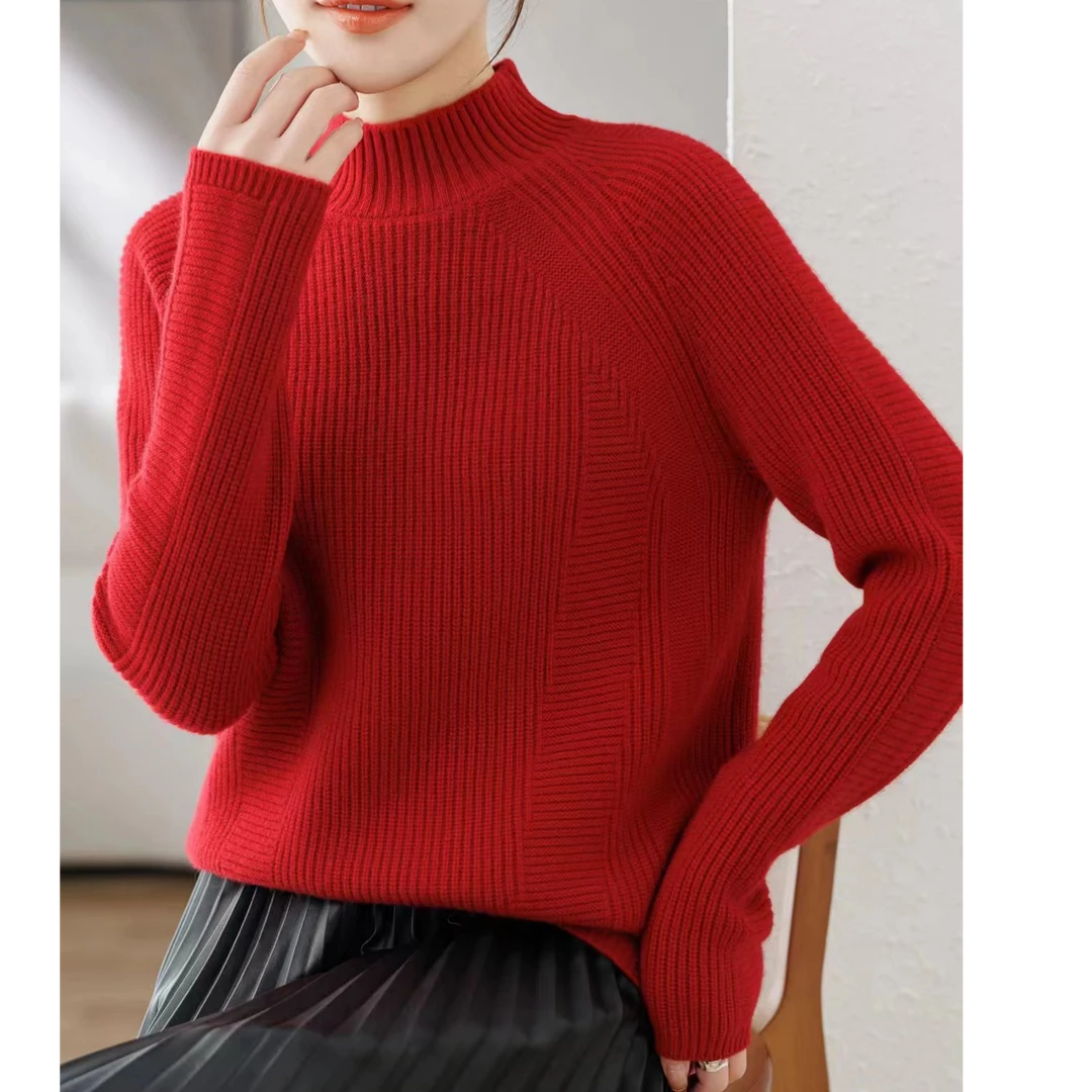 老板娘【冬天万能搭】100羊绒加密加厚双股正肩半高领纯色打底衫