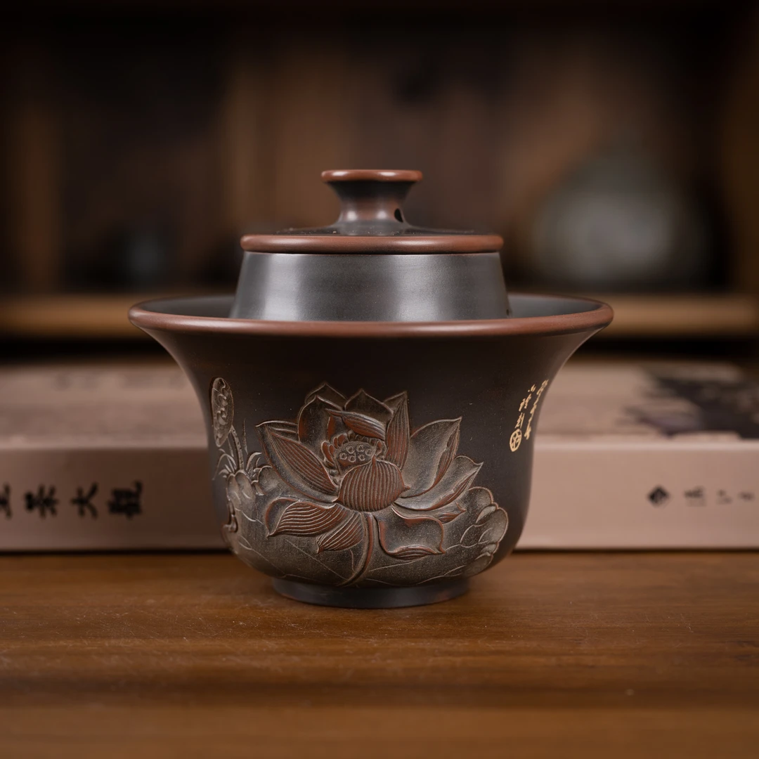 道法自然·不烫手盖碗 钦州坭兴陶全手工茶壶