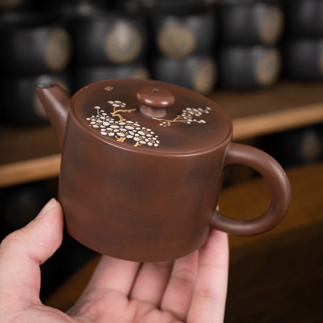 一剪梅漫山壶约220毫升广西坭兴陶全手工茶具套装坭兴陶茶壶