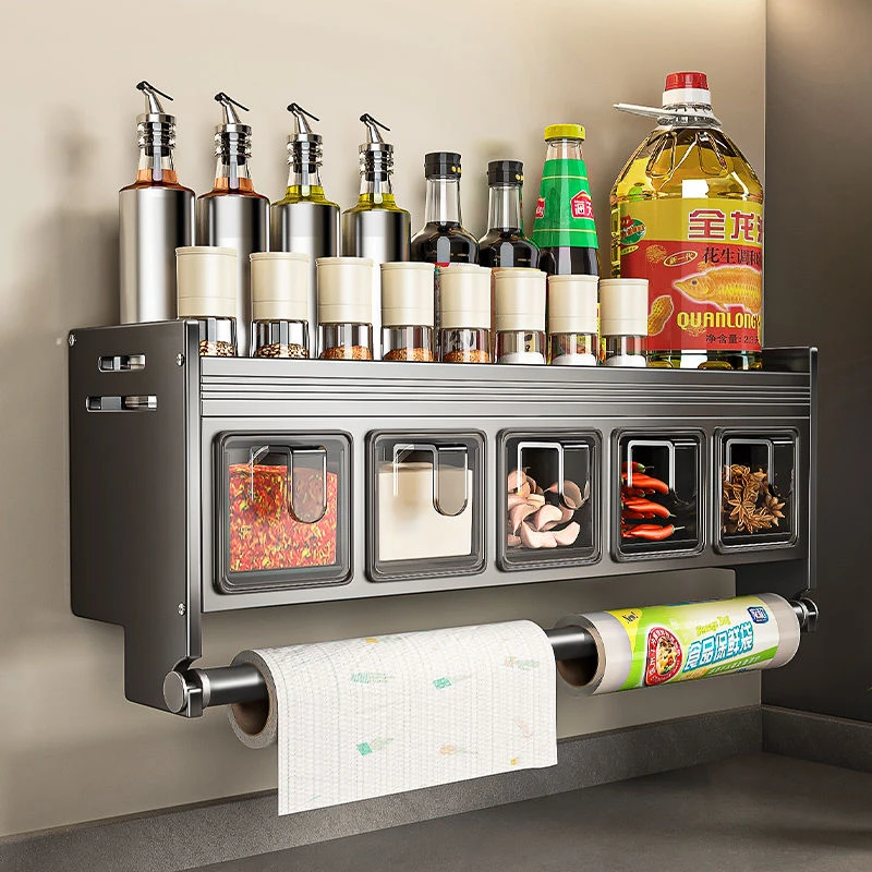 厨房调料置物架免打孔壁挂多功能盐调味品收纳神器调料盒罐子家用