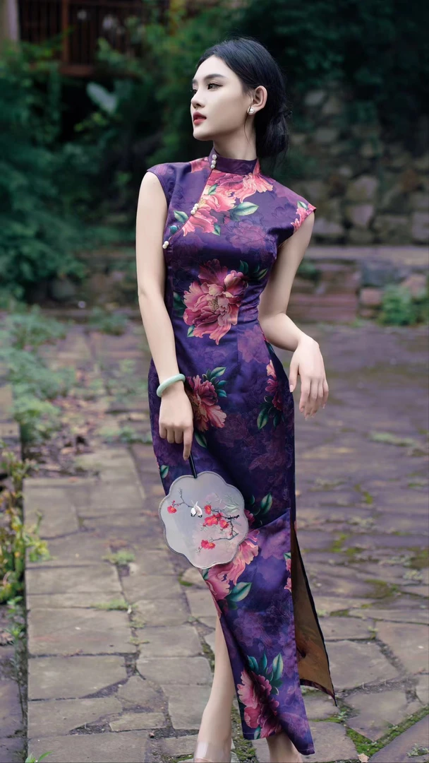 【知意美学】复古新中式旗袍【紫熏】春夏修身气质中国风旗袍长款日常