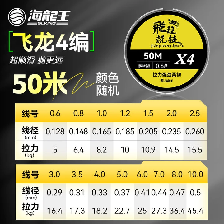 海龙王【飞龙竞技X4】新型路亚竞技线专用远投不褪色钓鱼线主耐磨