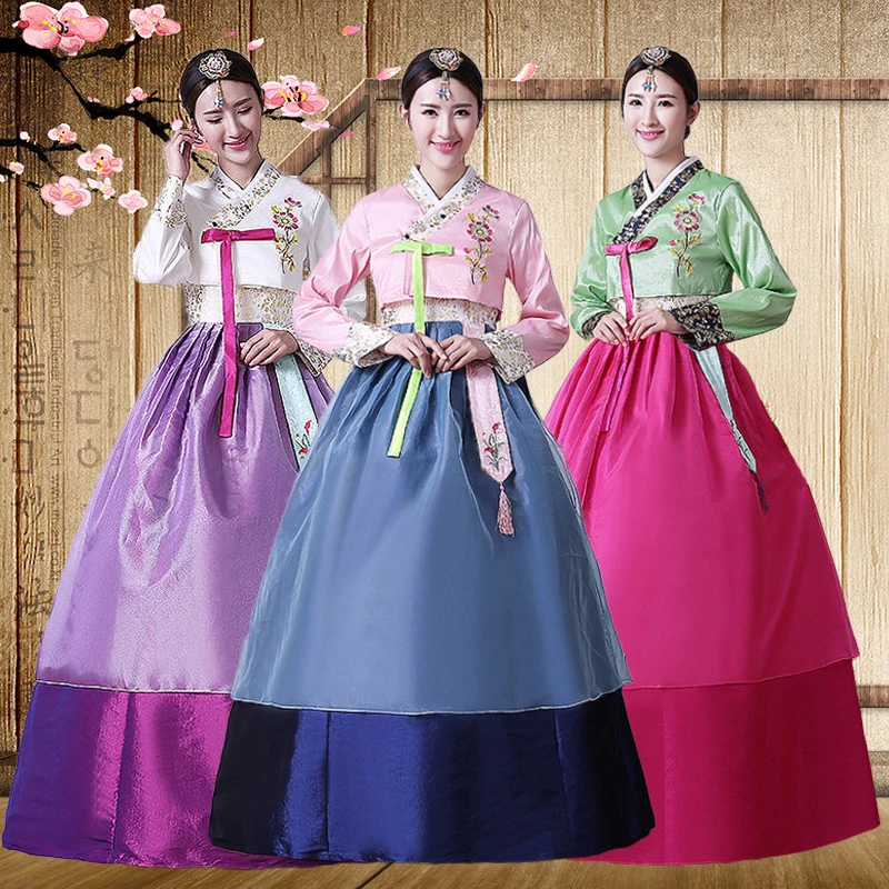 延吉绣花韩服女改良传统韩国宫廷大长今演出服民族朝鲜舞蹈服写真