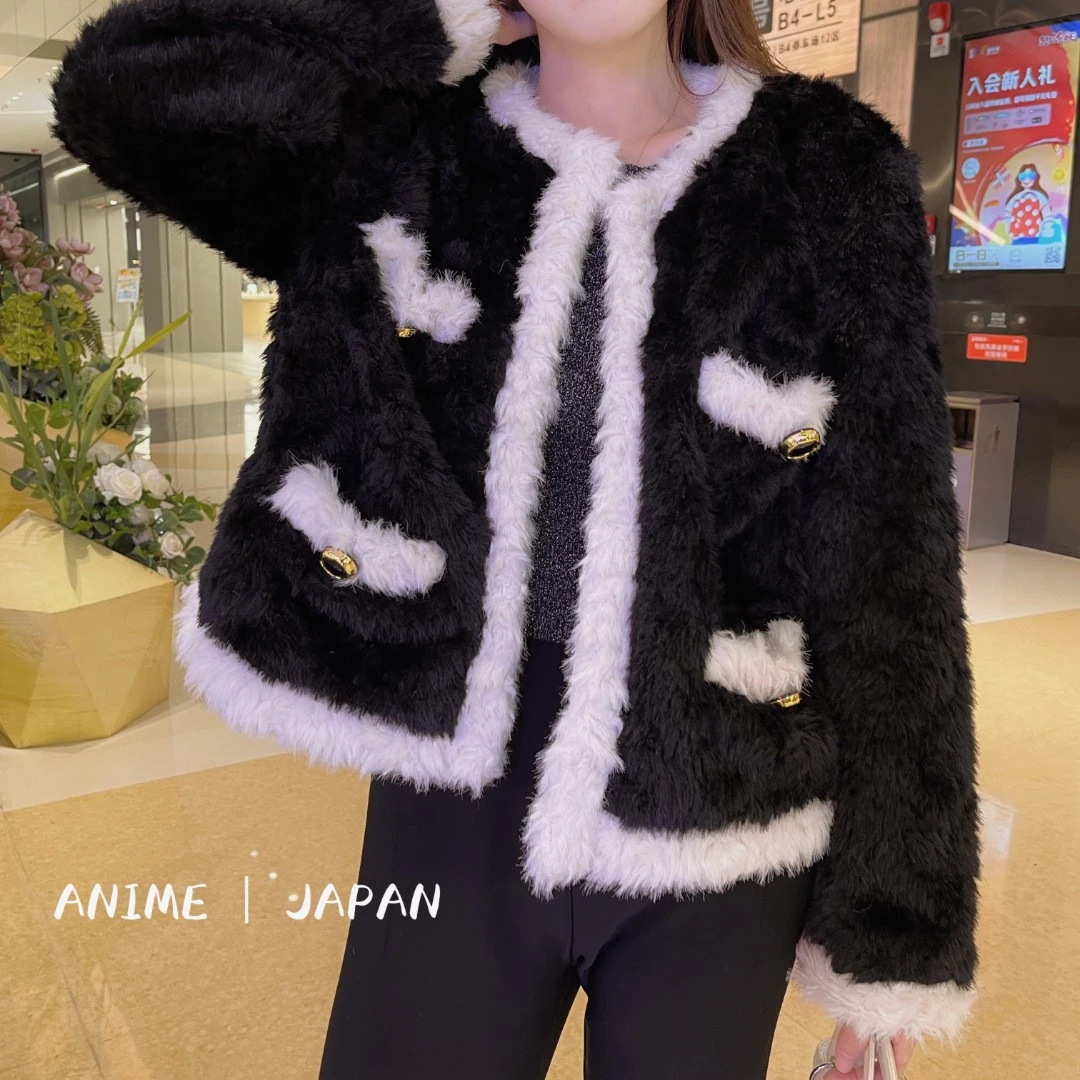 【清仓专场】秋冬厚款气质设计感拼色百搭外套女DMJ-W52148