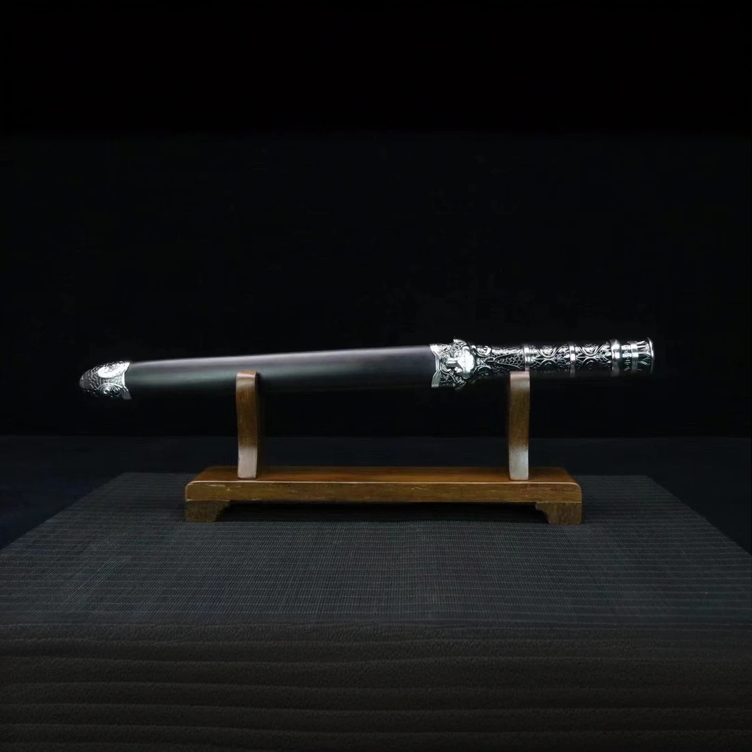 12金 兽王剑 百炼花纹钢 烤紫工艺 防银间黑金装具 未开刃