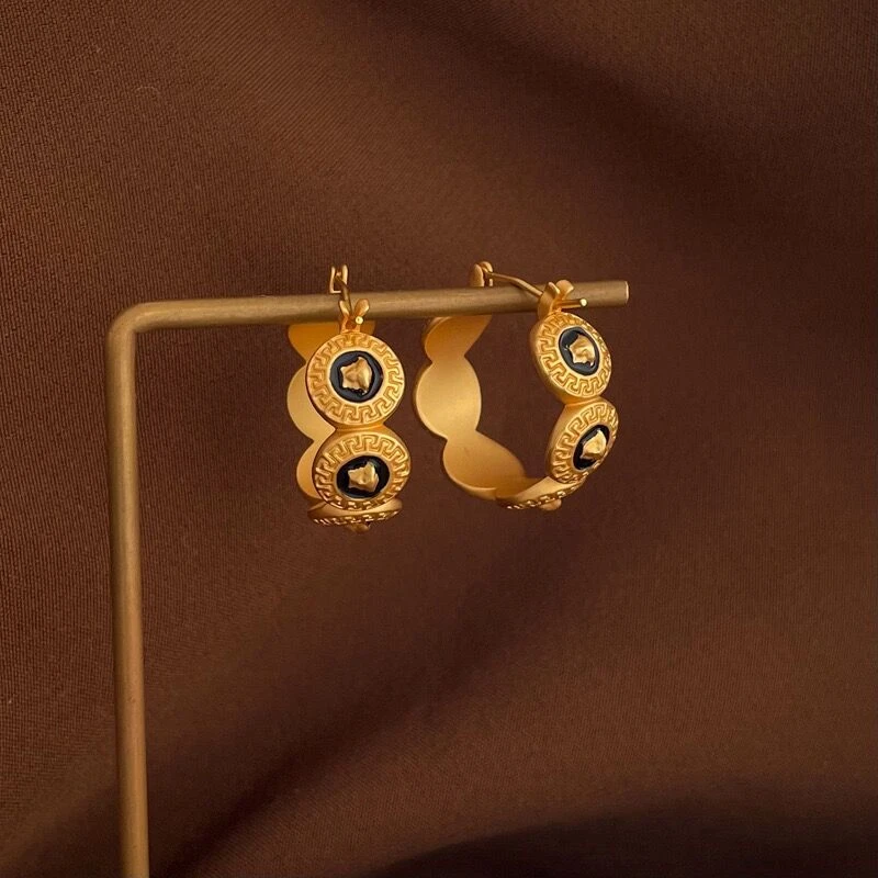 铜合金耳饰 欧美个性几何耳圈复古气质小众 ins高级感耳环[A-236]