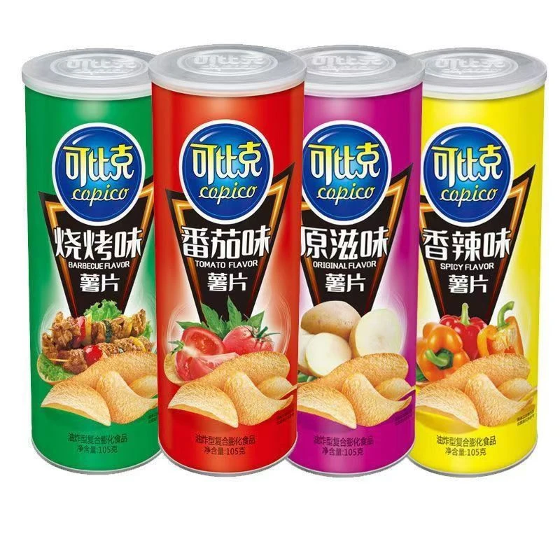 可比克薯片105g桶装罐装薯片多口味混合办公休闲解馋膨化零食