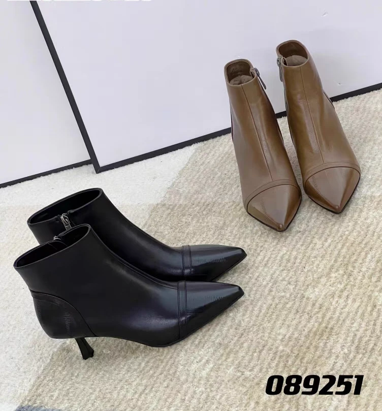 太牛皮！百搭时尚气质简约高跟尖头秋冬真皮靴子