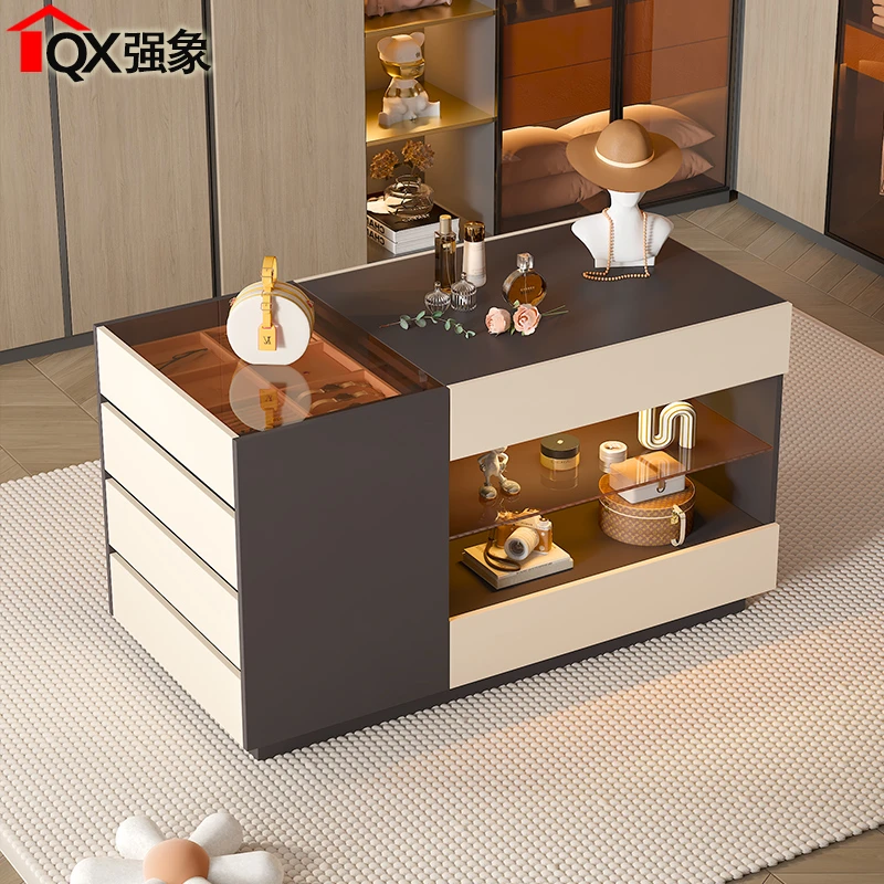 意式轻奢衣帽间双面储物中岛台柜卧室展示柜梳妆首饰收纳斗柜K18